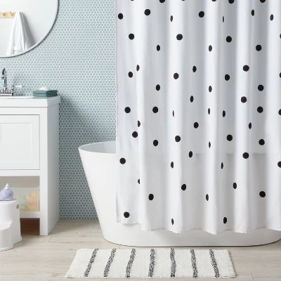 Dot Textured Kids' Shower Curtain Black - Pillowfort™ 3 Dot Textured Kids' Shower Curtain Black - Pillowfort™