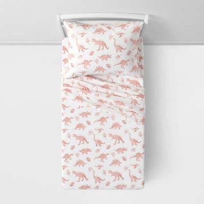Dinosaur Cotton Kids' Sheet Set Pink - Pillowfort™ 3 Dinosaur Cotton Kids' Sheet Set Pink - Pillowfort™