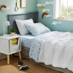 Rainbow Microfiber Kids' Sheet Set Scatter - Pillowfort™ Blue
