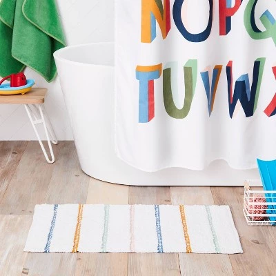Striped Kids' Bath Rug White/Blue - Pillowfort™ 3 Striped Kids' Bath Rug White/Blue - Pillowfort™