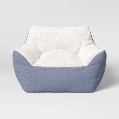 Chambray Kids' Bean Bag Chair - Pillowfort™ Blue 4 Chambray Kids' Bean Bag Chair - Pillowfort™ Blue - Image 2