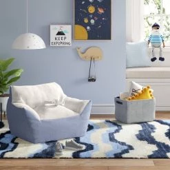 Chambray Kids' Bean Bag Chair - Pillowfort™ Blue