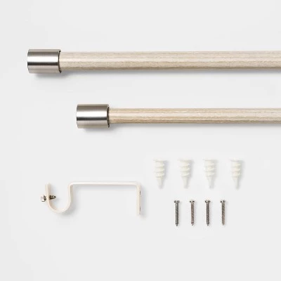 48 - 84" Brushed Nickel Finial Kids' Curtain Rod Natural Wood - Pillowfort™ 3 48 - 84" Brushed Nickel Finial Kids' Curtain Rod Natural Wood - Pillowfort™