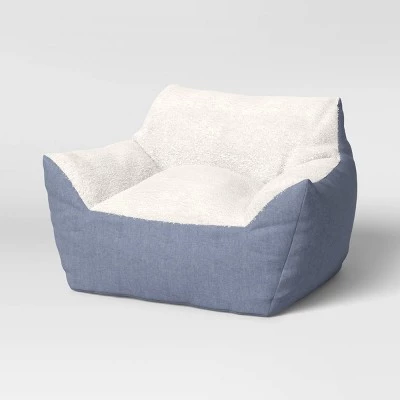 Chambray Kids' Bean Bag Chair - Pillowfort™ Blue 8 Chambray Kids' Bean Bag Chair - Pillowfort™ Blue - Image 6
