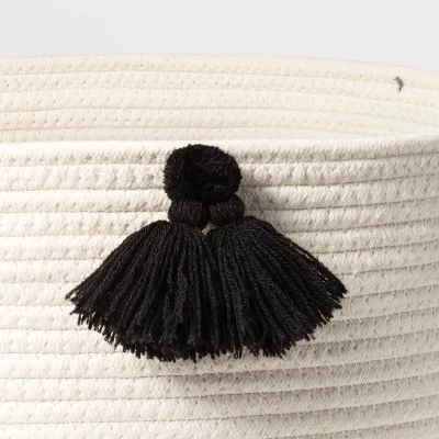 Kids' Coiled Rope Basket with Tassels - Pillowfort™ Natural/coral Rose 4 Kids' Coiled Rope Basket with Tassels - Pillowfort™ Natural/coral Rose - Image 2