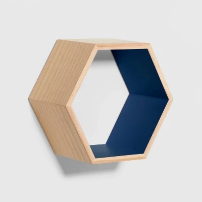 Natural Wood Hexagon Kids' Shelf - Pillowfort™ Navy 4 Natural Wood Hexagon Kids' Shelf - Pillowfort™ Navy - Image 2