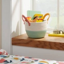 Small Color Block Kids' Coiled Rope White/Light Green - Pillowfort™